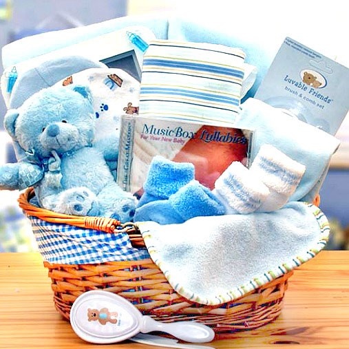 Personalized Newborn Baby Shower Gift Basket, Baby Girl Gift Box Set