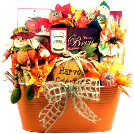 Cornucopia Gift Basket, Fall Gift Arrangement For Autumn