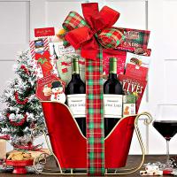 Wine Basket Holiday Sleigh Gift